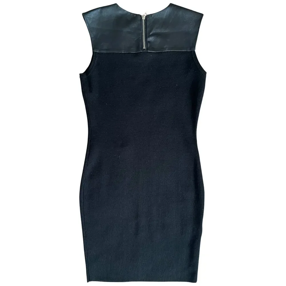 Dolce & Gabbana Black Front Pocket Leather Accent Mini Dress, XS/US2/T38 - Picture 7 of 15